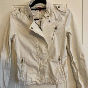 Women's White Canvas Moto Jacket in Size 8